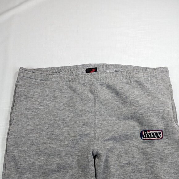Brooks Sweatpants Men's Medium Gray Pockets Drawstring Embroidered Fleece - Picture 6 of 10